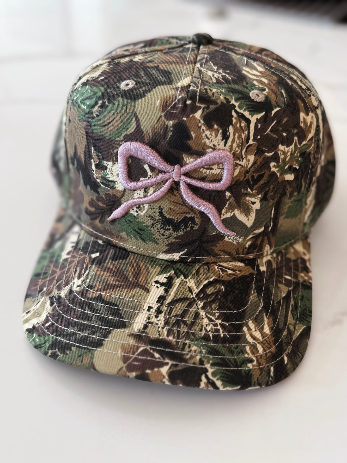 Camo Puff Bow Trucker