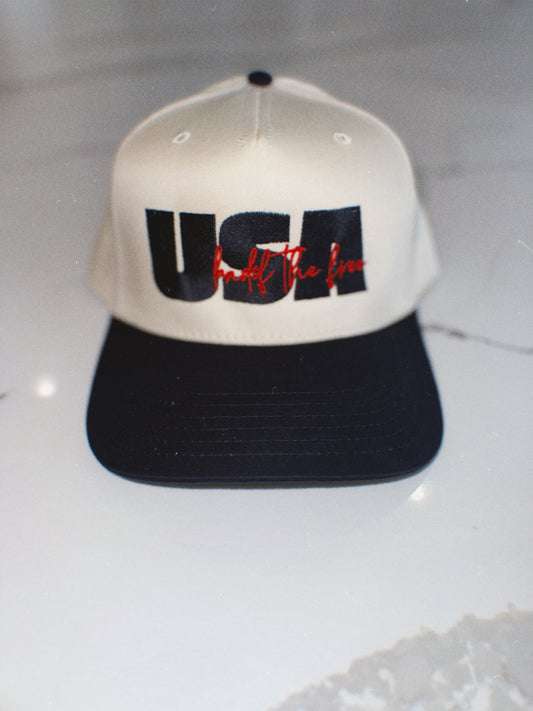 USA Land of the Free Baseball Cap – 2-Tone Cream & Navy