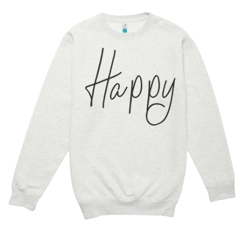 Happy Embroidered Crewneck